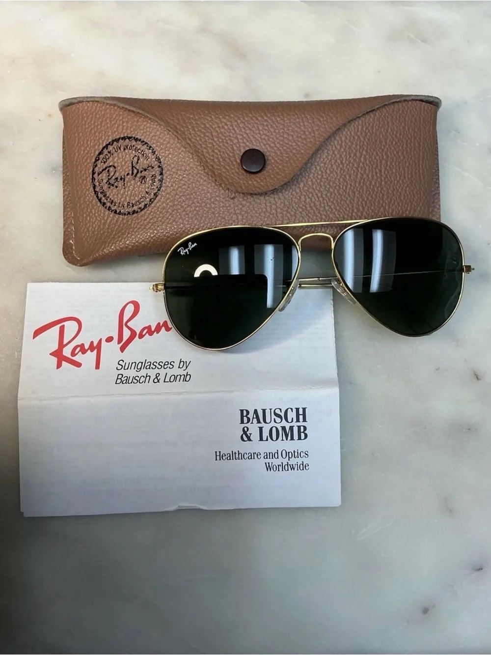 Ray-Ban Men Aviator Sunglasses Gold Metal Frame Green Tinted Glass Lens w/ Case4
